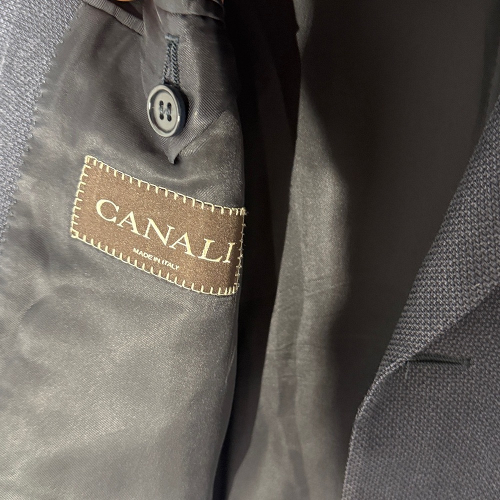 Canali dark Navy Textured Blazer - Picture 2 of 7